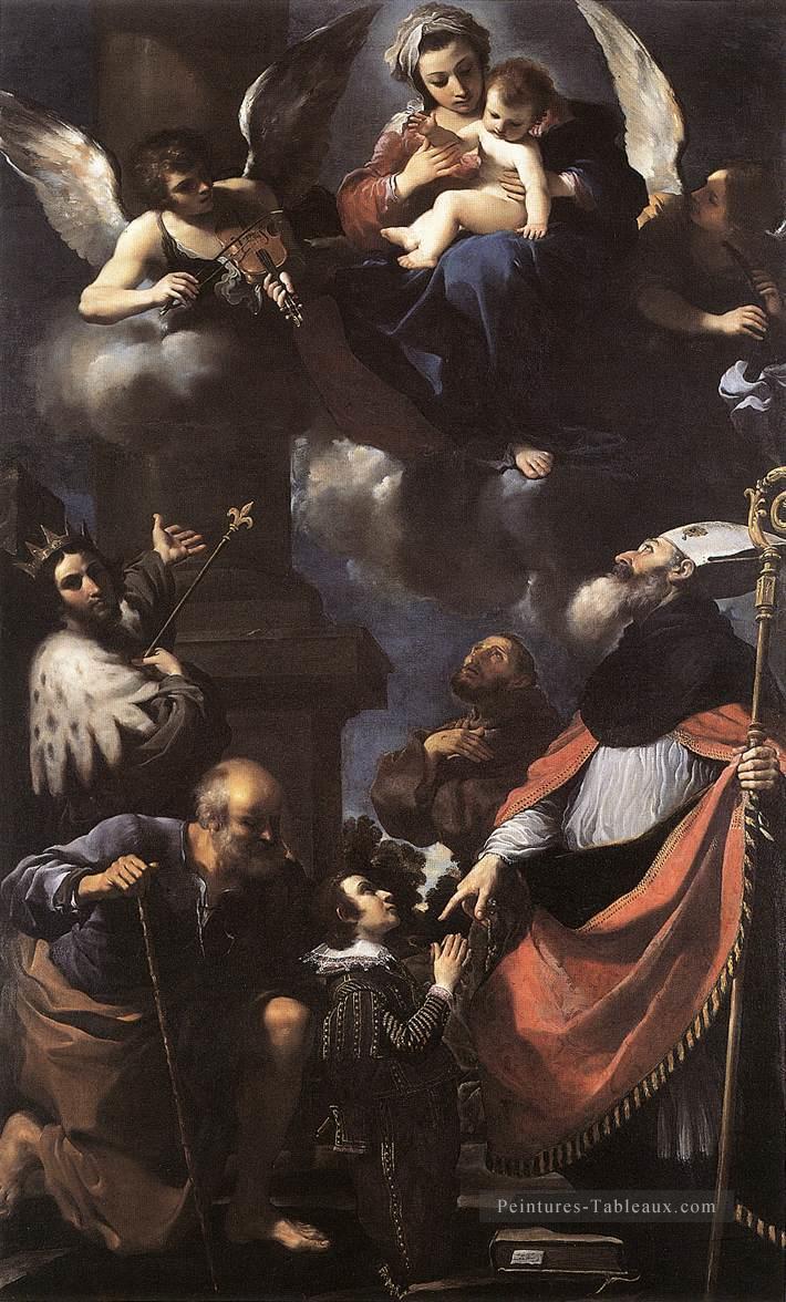 Un donateur présenté à la Vierge Baroque Guercino Peintures à l'huile